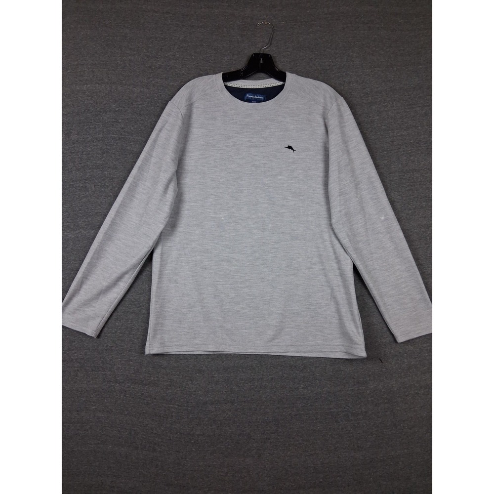 Tommy Bahama Mens Shirt M Gray Waffle Knit Thermal Baselayer Gorp Beach Resort